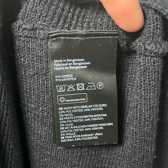 Oversized Dark Navy Dolman 3/4 Sleeve Ribbed Minimalist Relaxed Fit Sweater M - Picture 6 of 6